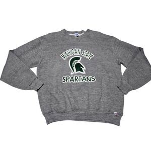 Michigan State Spartans‎ Vintage Russell Athletic Crewneck Sweatshirt L Gray USA